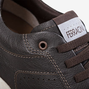 Tênis Masculino de Couro Chocolate Clint