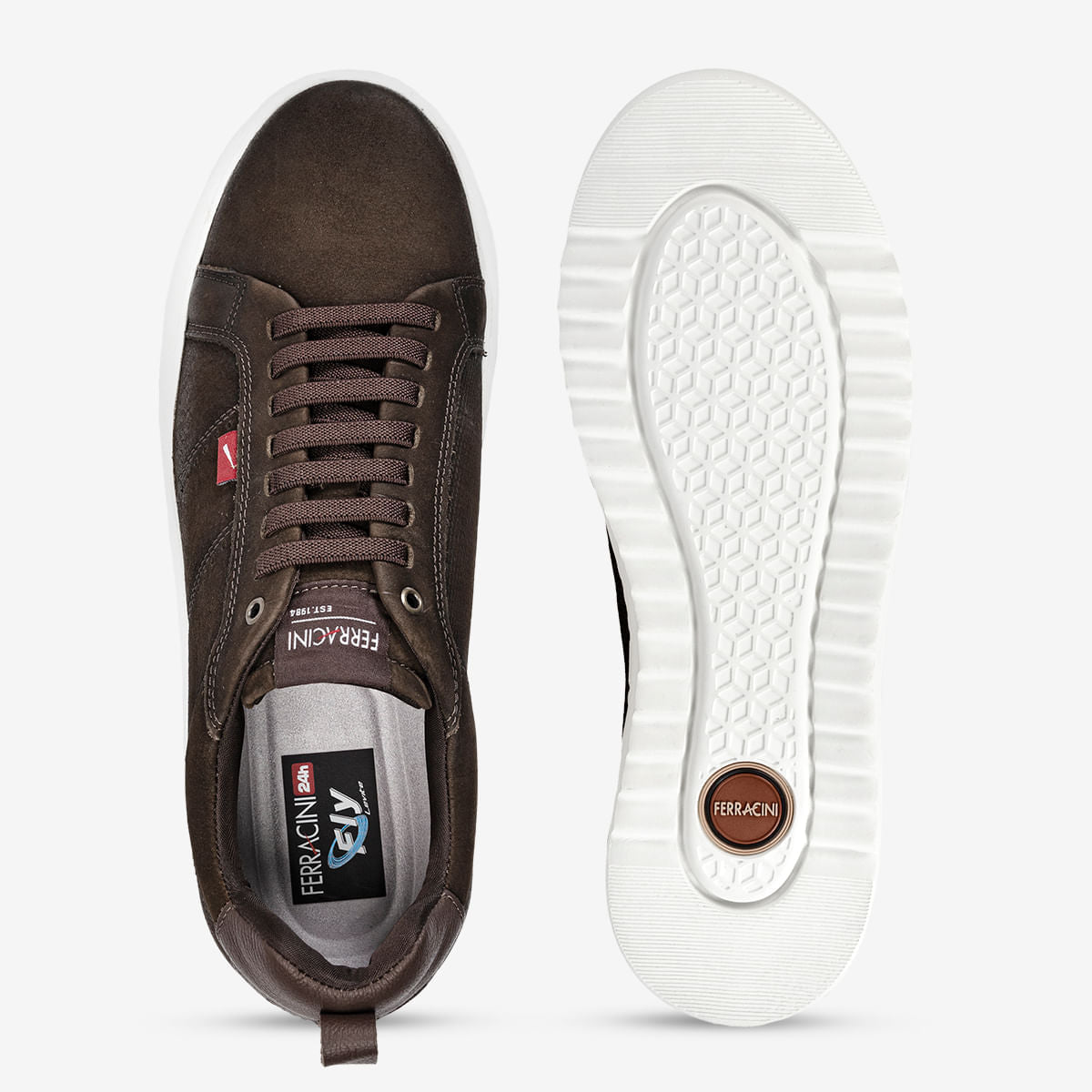 Sneaker Masculino de Couro Tabaco Lancy